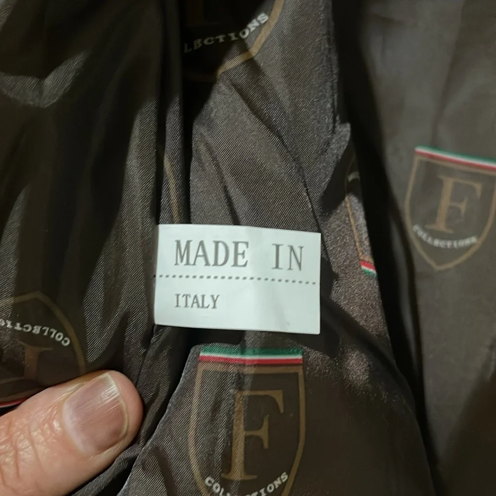 NWOT F COLLECTIONS Men’s Faux Suede Leather Bomber Jacket SZ XXL Made In Italy - Picture 15 of 15